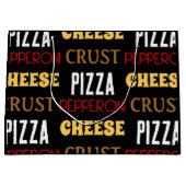 おもしろいクールピザペペローニチーズクラスト文字模様 ラージペーパーバッグ (正面)