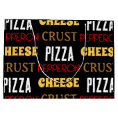 おもしろいクールピザペペローニチーズクラスト文字模様 ラージペーパーバッグ (裏面)