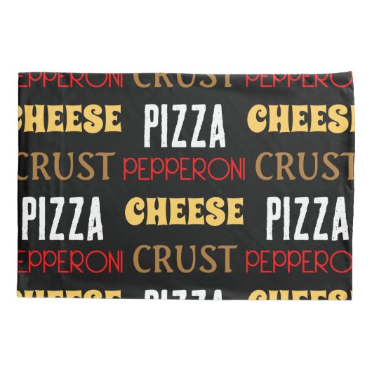 おもしろいクールピザペペローニチーズクラスト文字模様 枕カバー (裏面)