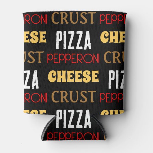 おもしろいクールピザペペローニチーズクラスト文字模様 缶クーラー (正面)
