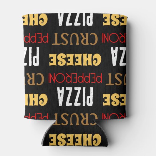 おもしろいクールピザペペローニチーズクラスト文字模様 缶クーラー (裏面)