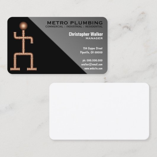 おもしろいクールブラックグレープラマー配管名刺 名刺 (正面/裏面)