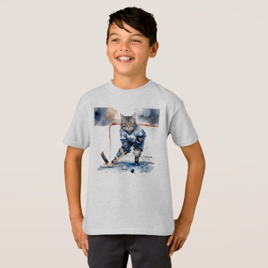 おもしろいクールホッケー選手のアニマルユーモア Tシャツ (正面フル)