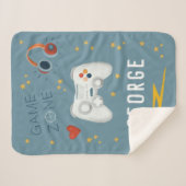 おもしろいクールボーイズBlue Gaming Kids シェルパブランケット (正面(横))