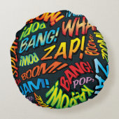 おもしろいクールモダンタイポグラフィトレンディー漫画本 ラウンドクッション (裏面)