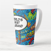 おもしろいクール夫のカラフル漫画 カフェラテマグ (右アングル)