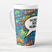 おもしろいクール夫のカラフル漫画 カフェラテマグ (左アングル)