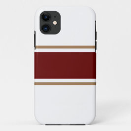 おもしろいクール深いレッドブラウンストライプレースの白 iPhone 11 ケース