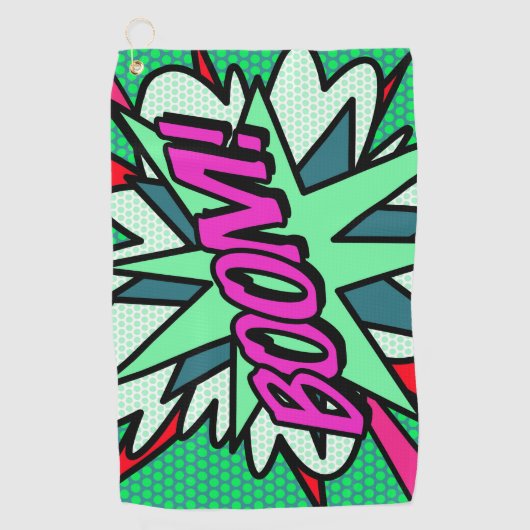 おもしろいクール漫画ブームモダン ゴルフタオル (正面)