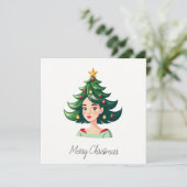 おもしろいクール漫画ミニマルモダンスクリスマスツリー シーズンカード (スタンド正面)