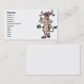 おもしろいクール牛を着たカーガキャラクター 名刺 (正面/裏面)