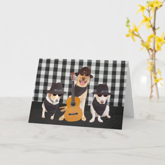 おもしろいクール犬 カード (黄色い花)