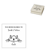 おもしろいクール猫の絵本パーソナライズされた ラバースタンプ (押印)