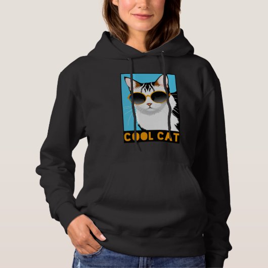 おもしろいクール猫 パーカ (正面)