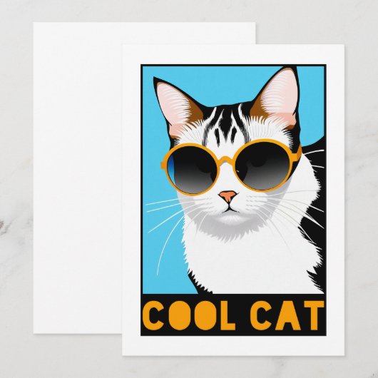 おもしろいクール猫 招待状 (正面/裏面)