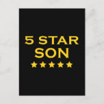 おもしろいクール贈り物： Five Star Son ポストカード<br><div class="desc">Five Star Sonはスタイリッシュ、おもしろいギフトとギフトアイディアのコレクションでクールす与えおもしろい。クリスマスや誕生日のパーティー、お祝いや特別な機会には#1息子のためにあなた方のために設計された。五つ星の息子のための各クラシックスタイルギフトはカスタマイズ可能である：デザインに自分の文字、メッセージ、グラフィック、画像または写真/写真を追加するユニークパーソナライズされたと、世界の息子にギフト与えはクール、世界では、息子にギフト。この素晴らしい息子のためのファッショナブルなアイディアカスタムは、カードや衣類アクセサリー、カード、ポスターや壁アート、家庭用品、飲み物用品や台所用品、オフィスや学校用品や器具、電話ケース、ノートPCバッグ、袖や携帯スピーカーなどの電気付属品まで、幅広い製品で利用できる。ギフトアイディアとパーソナライズのオプションの幅広い選択で、あなたは確実に完璧なオリジナルギフトを見つけることができるナンバーワン、歴史の息子！</div>