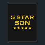 おもしろいクール贈り物： Five Star Son ポストカード<br><div class="desc">Five Star Sonはスタイリッシュ、おもしろいギフトとギフトアイディアのコレクションでクールす与えおもしろい。クリスマスや誕生日のパーティー、お祝いや特別な機会には#1息子のためにあなた方のために設計された。五つ星の息子のための各クラシックスタイルギフトはカスタマイズ可能である：デザインに自分の文字、メッセージ、グラフィック、画像または写真/写真を追加するユニークパーソナライズされたと、世界の息子にギフト与えはクール、世界では、息子にギフト。この素晴らしい息子のためのファッショナブルなアイディアカスタムは、カードや衣類アクセサリー、カード、ポスターや壁アート、家庭用品、飲み物用品や台所用品、オフィスや学校用品や器具、電話ケース、ノートPCバッグ、袖や携帯スピーカーなどの電気付属品まで、幅広い製品で利用できる。ギフトアイディアとパーソナライズのオプションの幅広い選択で、あなたは確実に完璧なオリジナルギフトを見つけることができるナンバーワン、歴史の息子！</div>