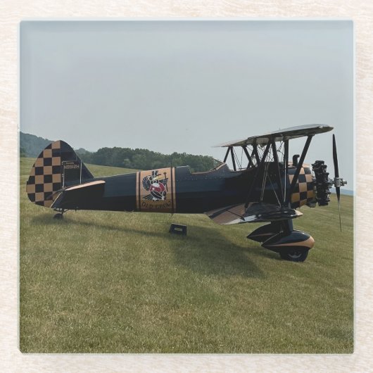 おもしろいクール飛行機写真、パイロット家族、航空 ガラスコースター (正面)