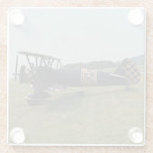 おもしろいクール飛行機写真、パイロット家族、航空 ガラスコースター (裏面)