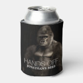 おもしろいクールGorilla "Hands off"あなたの名前Beer 缶クーラー (缶正面)