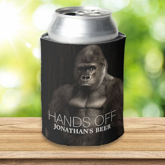 おもしろいクールGorilla "Hands off"あなたの名前Beer 缶クーラー
