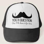 おもしろいクールI mustache you a question白黒 キャップ (正面)