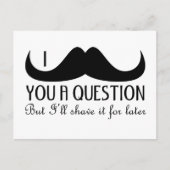 おもしろいクールI mustache you a question白黒 ポストカード (正面)