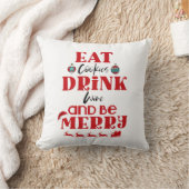 おもしろいク食べリスマス・クッキーがワインを飲みメリー、 クッション (ブランケット)