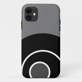 おもしろいグはっきりしたレー白黒モダン同心円 iPhone 11 ケース