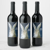 おもしろいグッドラックことわざ白うさぎ！ワインラベル ワインラベル (ボトル)