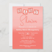 おもしろいグラデーションベビーブロック男女兼用シャワー 招待状 (正面)