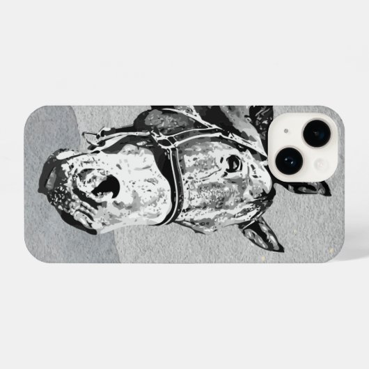 おもしろいグラフィックアート馬の好奇心を見て iPhoneケース (裏面横)