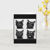 おもしろいグラフィック猫のフォトブースセルフィー 笑える _5  カード (黄色い花)