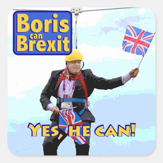 おもしろいグラフィックBoris Johnson Brexit – ヨーロッパ画像 スクエアシール (正面)