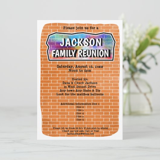 おもしろいグラフィティ壁画アートファミリー懇親会招待状 招待状 (スタンド正面)