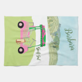 おもしろいグラムゴルフカート名勝パーソナライズされた名 キッチンタオル (横)