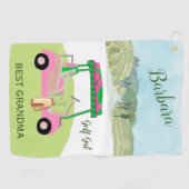 おもしろいグラムゴルフカー最高のトおばあちゃんパーソナライズされた名 ゴルフタオル (横)