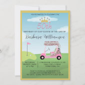 おもしろいグラムフィフティレディーゴルファー50th誕生日パーティー 招待状 (正面)