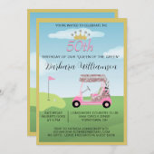 おもしろいグラムフィフティレディーゴルファー50th誕生日パーティー 招待状 (正面/裏面)