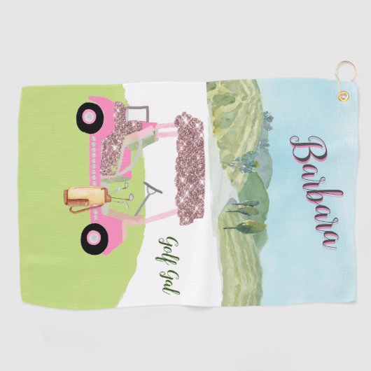 おもしろいグリジーなゴルフカート名勝2色 ゴルフタオル (横)