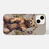 おもしろいグリズリーベアーワイルドライフ自然アニマルアート iPhoneケース (裏面横)