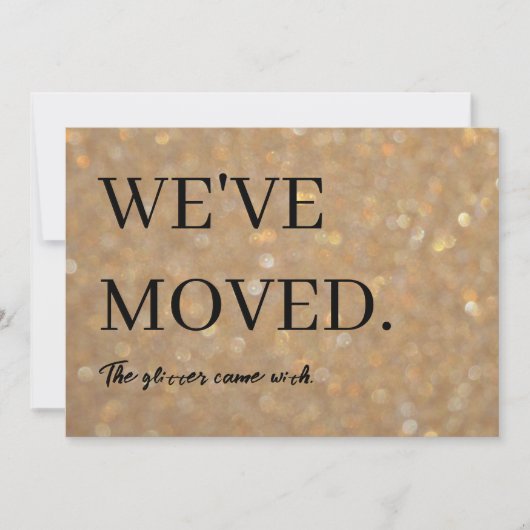 おもしろいグリッタージョーク引っ越しました新しいアドレス移動 案内状 (正面)