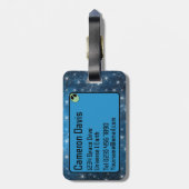 おもしろいグリーンエイリアン パーソナライズされた ラゲッジタグ (裏面縦)