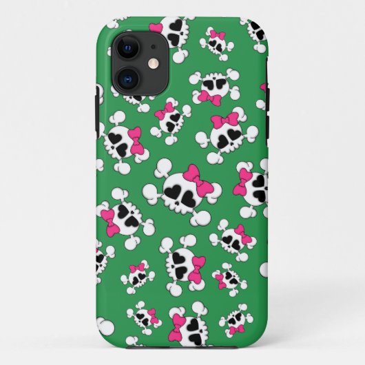 おもしろいグリーンスカルと弓パターン Case-Mate iPhoneケース (裏面)