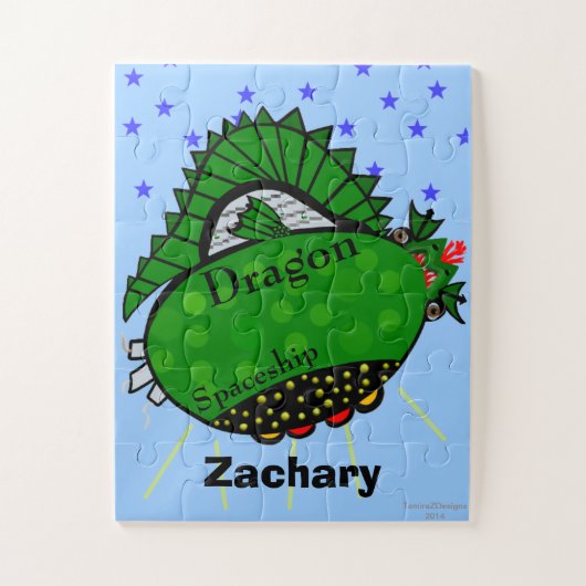 おもしろいグリーンドラゴン宇宙船レッドファイアマウスパズル ジグソーパズル (縦)