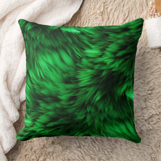 おもしろいグリーンフェイクのモンスターファーテクスチャ クッション (ブランケット)