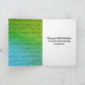 おもしろいグリーンブルーグリッタースパークル誕生日カード カード (内部)