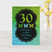 おもしろいグリーンブルーグリッタースパークル誕生日カード カード (黄色い花)