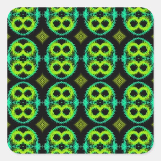 おもしろいグリーンプレイド スクエアシール (正面)