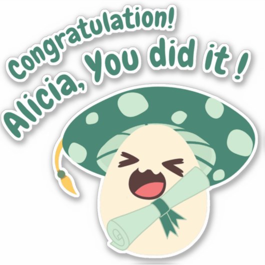 おもしろいグリーンマッシュルームグラード シール (正面)